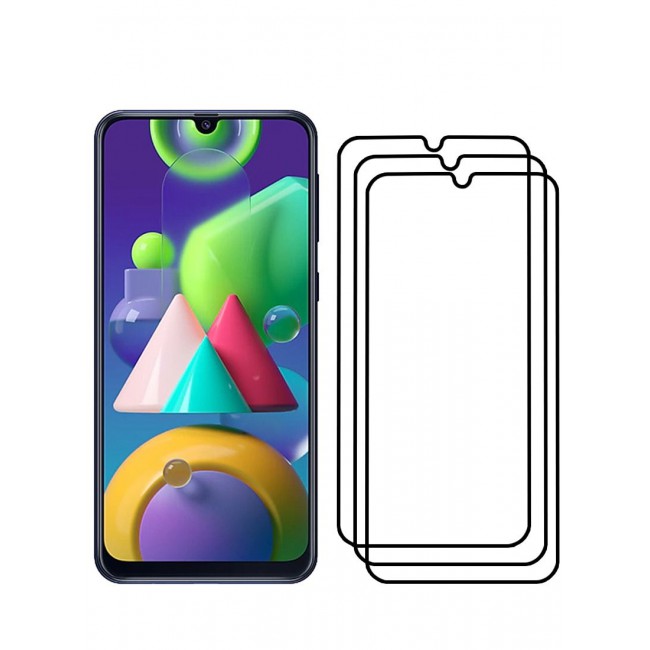 CATANES 3 Pack For Samsung Galaxy M21 Screen Protector 3D Tempered Glass Full Glue Back