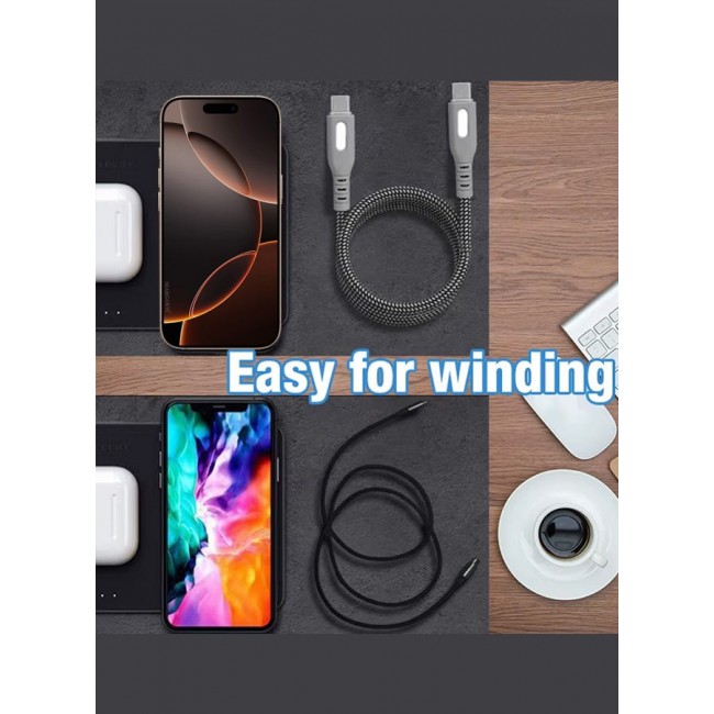 CATANES USB-C to USB-C Magnetic Charging Cable (1M) - PD Fast Charge, Detachable & Tangle-Free Design - Dark Grey