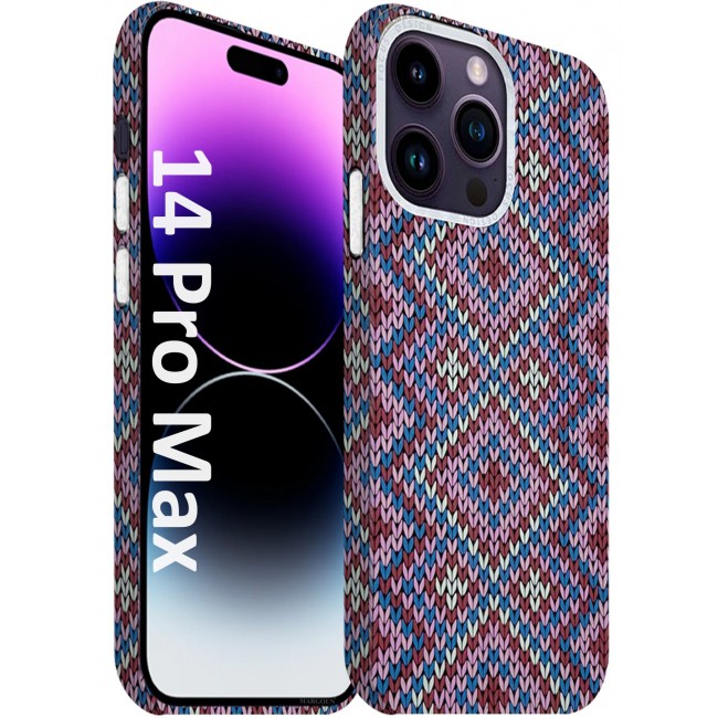 CATANES Ultra-Slim Woven Pattern Case Cover for iPhone 14 Pro Max Lightweight Protective Back Case - Purple