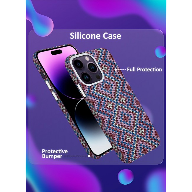 CATANES Ultra-Slim Woven Pattern Case Cover for iPhone 14 Pro Max Lightweight Protective Back Case - Purple