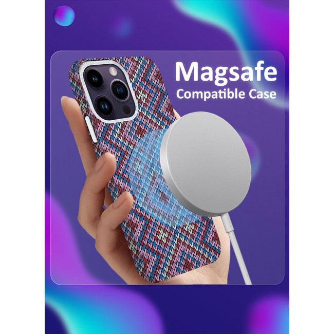 CATANES Ultra-Slim Woven Pattern Case Cover for iPhone 14 Pro Max Lightweight Protective Back Case - Purple