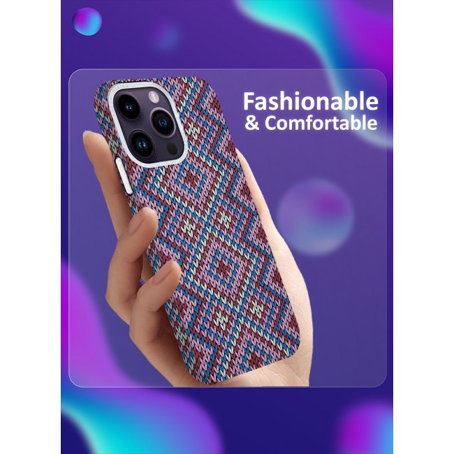 CATANES Ultra-Slim Woven Pattern Case Cover for iPhone 14 Pro Max Lightweight Protective Back Case - Purple