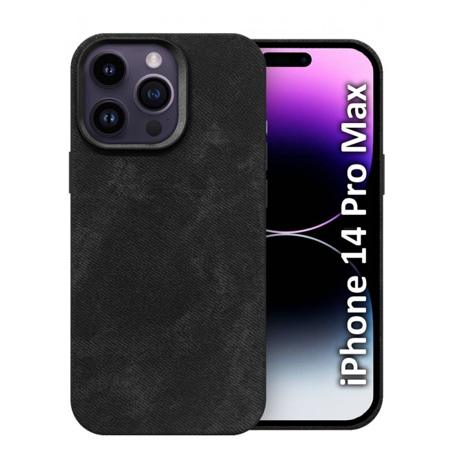 CATANES iPhone 14 Pro Max Alcantara Case Cover Premium Quality Luxurious Soft Touch Protection with Metal Camera Frame - Black