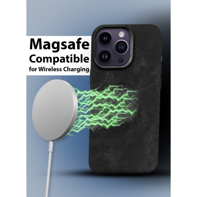 CATANES iPhone 14 Pro Max Alcantara Case Cover Premium Quality Luxurious Soft Touch Protection with Metal Camera Frame - Black