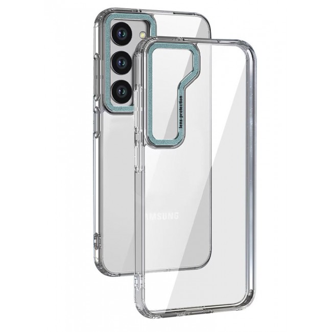 CATANES Samsung Galaxy S23 Clear Case Shockproof Slim Anti-Yellow Hybrid Hard PC+ TPU Cover Metal Camera Lens Frame