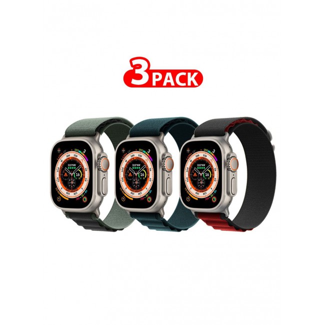CATANES 3 Pack For Apple Watch Band 49mm 45mm 44mm 42mm Alpine Loop Band Women Men Adjustable with Metal G-Hook Strap for iWatch Ultra Series SE 8/7/6/5/4/3/2/1 Multicolour