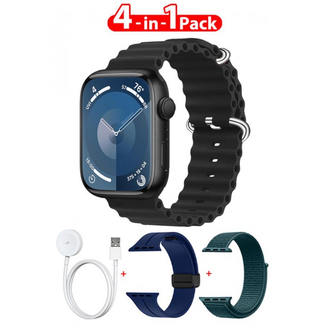 CATANES Smart Watch Fitness Tracker 44mm for Android and Ios with 3 Replacement Bands and Charging Cable - Multicolour 1