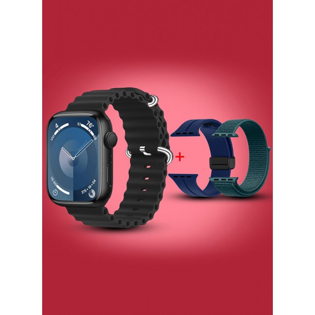 CATANES Smart Watch Fitness Tracker 44mm for Android and Ios with 3 Replacement Bands and Charging Cable - Multicolour 1