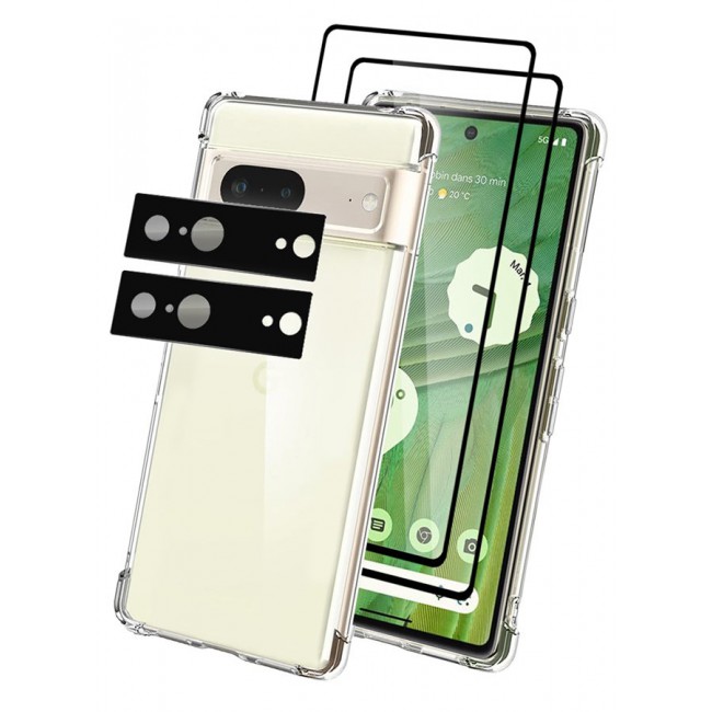 CATANES 5 Packs For Google Pixel 7 TPU Case and 2 Screen Protectors and 2 Camera Lens Protectors Clear Transparent Shockproof Protective Phone Case Scratch Resistant Reinforced Corners Cover