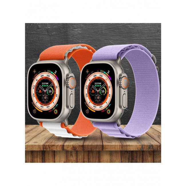 CATANES 2 Pack For Apple Watch Band 49mm 45mm 44mm 42mm Alpine Loop Band Women Men Adjustable with Metal G-Hook Strap for iWatch Ultra Series SE 8/7/6/5/4/3/2/1 Purple/Orange