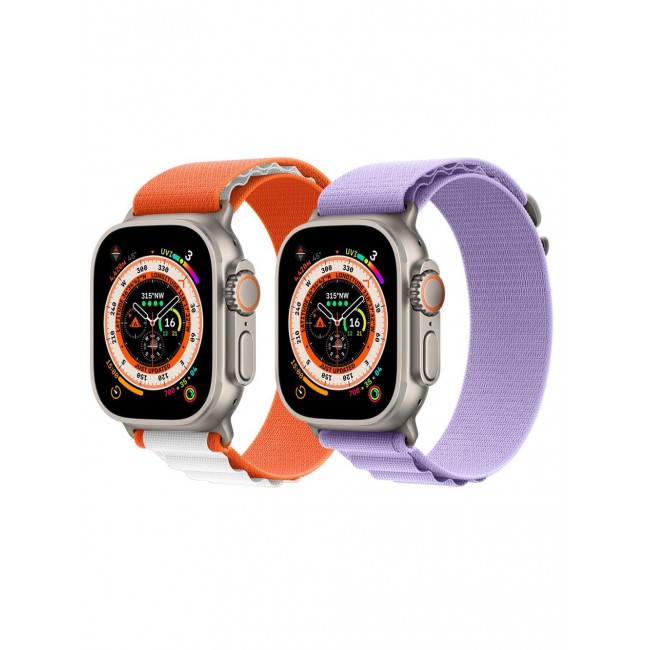 CATANES 2 Pack For Apple Watch Band 49mm 45mm 44mm 42mm Alpine Loop Band Women Men Adjustable with Metal G-Hook Strap for iWatch Ultra Series SE 8/7/6/5/4/3/2/1 Purple/Orange