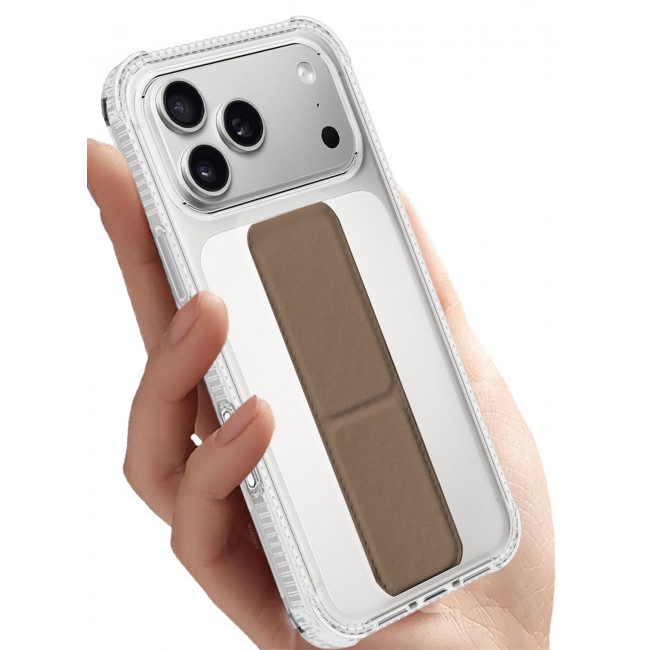 CATANES 2 Packs Finger Grip Clear Case Cover for iPhone 17 Pro Max - Kickstand Car Magnetic Holder Multi-function Protective Two-in-one Case with 3D Screen Protector - Brown