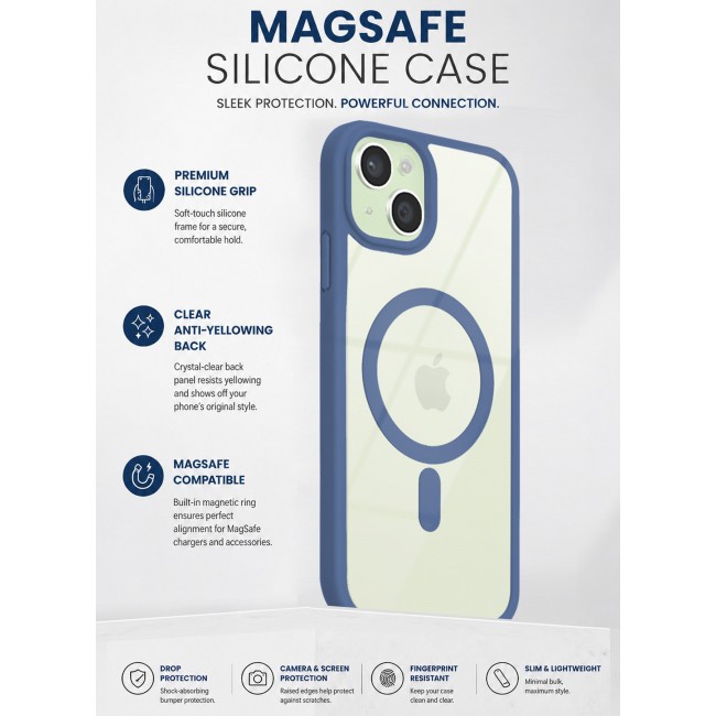CATANES MagSafe Magnetic Clear Case for iPhone 15 Plus 6.7 inch – Shockproof Protective Cover with Bumper - Light Blue
