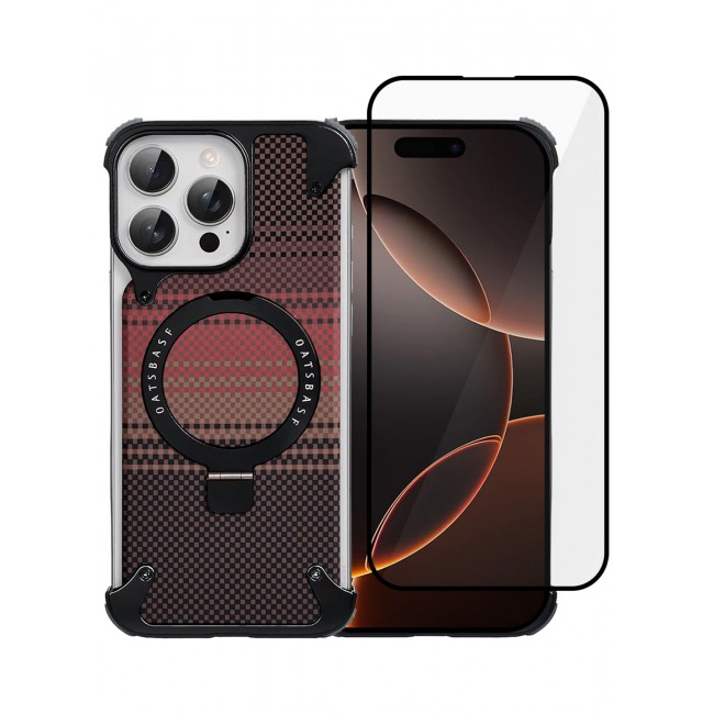 CATANES 2Packs Case Cover for iPhone 16 Pro Max, Magnetic Ring Stand, Carbon Fiber Texture, Shockproof Armor, MagSafe Compatible with Screen Protector - Brown