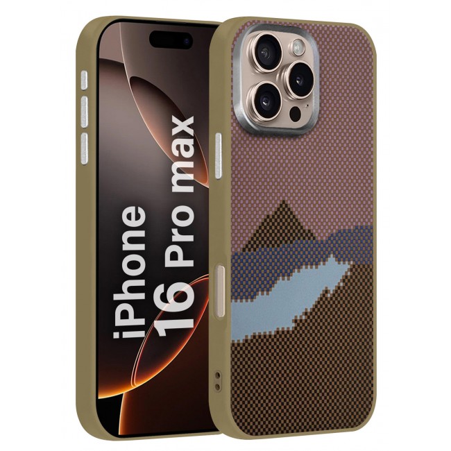 CATANES iPhone 16 Pro Max Case Cover Carbon Fiber Pattern Phone Case Slim Shockproof Back Cover - Mountain Pattern