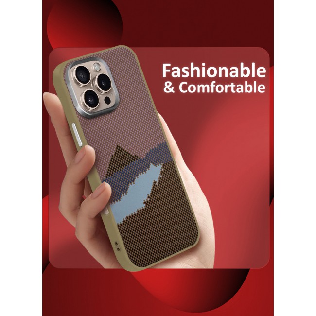 CATANES iPhone 16 Pro Max Case Cover Carbon Fiber Pattern Phone Case Slim Shockproof Back Cover - Mountain Pattern