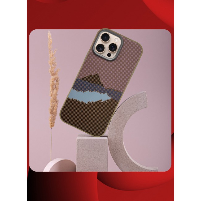 CATANES iPhone 16 Pro Max Case Cover Carbon Fiber Pattern Phone Case Slim Shockproof Back Cover - Mountain Pattern