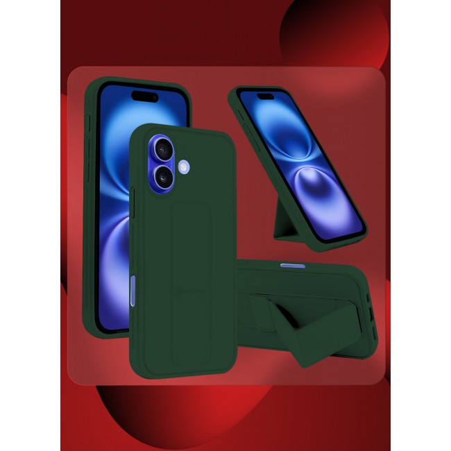 CATANES (for Apple iPhone 16 Plus) Case Premium PU Leather Back Cover with Stand Function Shockproof and Anti Scratch Finger Grip Case Cover / Green