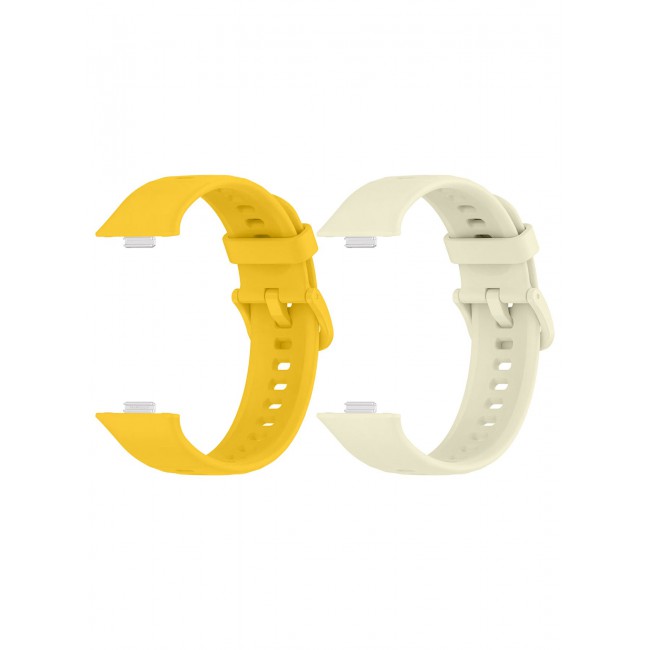 CATANES 2Packs Wristband for Huawei Watch Fit 3/Fit 4/Fit 4 Pro Bands, Silicone Bracelet Quick Release Arm Band, Replacement Smartwatch Band Quick Release Sport Straps - Yellow Cream