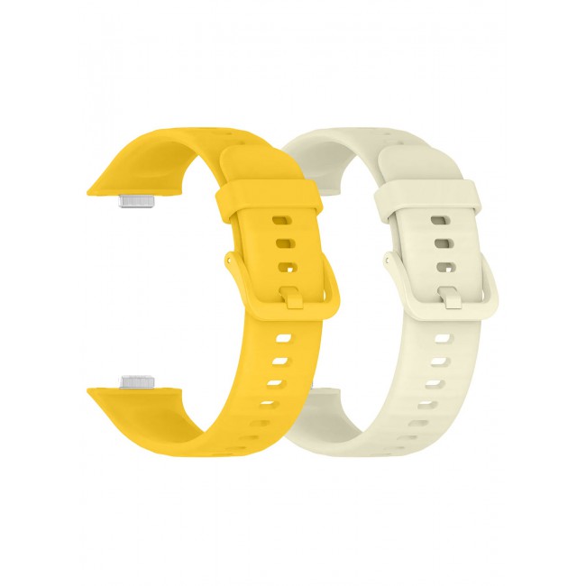 CATANES 2Packs Wristband for Huawei Watch Fit 3/Fit 4/Fit 4 Pro Bands, Silicone Bracelet Quick Release Arm Band, Replacement Smartwatch Band Quick Release Sport Straps - Yellow Cream