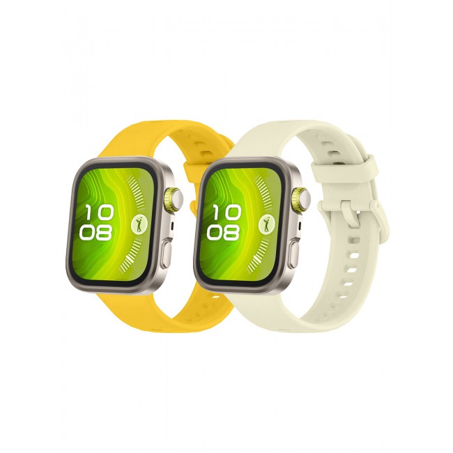 CATANES 2Packs Wristband for Huawei Watch Fit 3/Fit 4/Fit 4 Pro Bands, Silicone Bracelet Quick Release Arm Band, Replacement Smartwatch Band Quick Release Sport Straps - Yellow Cream
