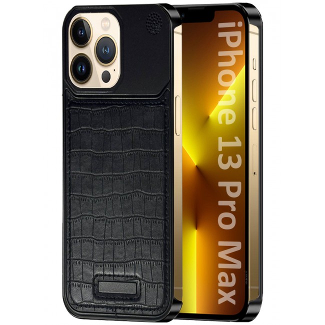 CATANES iPhone 13 Pro Max Case Leather Metal Design, Slim Lightweight Minimalist Cover