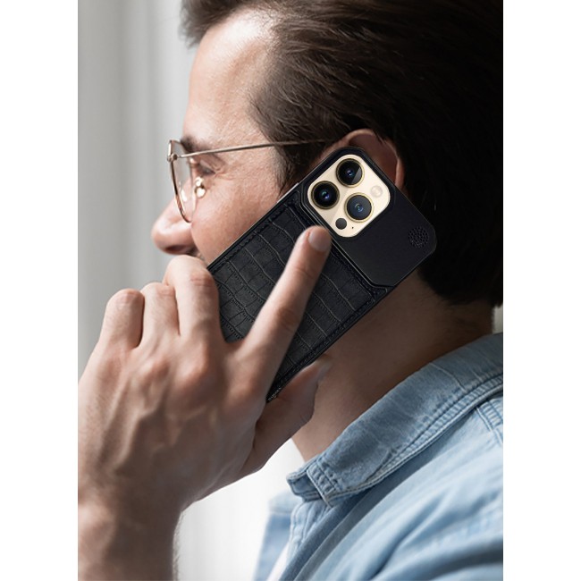 CATANES iPhone 13 Pro Max Case Leather Metal Design, Slim Lightweight Minimalist Cover