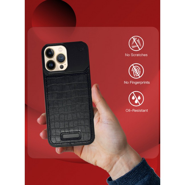 CATANES iPhone 13 Pro Max Case Leather Metal Design, Slim Lightweight Minimalist Cover