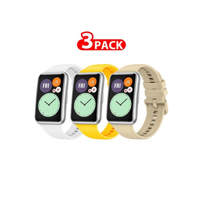 CATANES 3 Pack For Huawei Watch Fit 2 Silicone Bracelet Replacement Strap Multicolour 4(Only Compatible with Huawei Watch Fit 2)