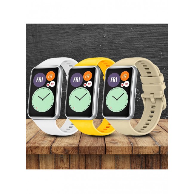 CATANES 3 Pack For Huawei Watch Fit 2 Silicone Bracelet Replacement Strap Multicolour 4(Only Compatible with Huawei Watch Fit 2)