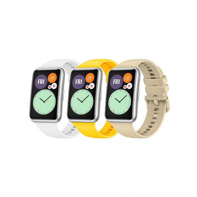 CATANES 3 Pack For Huawei Watch Fit 2 Silicone Bracelet Replacement Strap Multicolour 4(Only Compatible with Huawei Watch Fit 2)