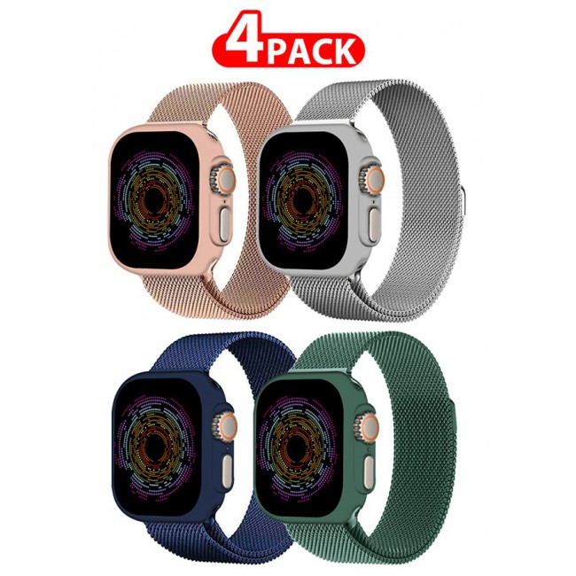 CATANES 4 Pack Stainless Steel Milanese Loop Compatible with Apple Watch Band 42mm 44mm 45mm 49mm men and women Mesh Loop Magnetic Clasp Replacement for iWatch Bands Ultra2/Ultra/Series 9 8 7 SE 6 5 4 3 2 1