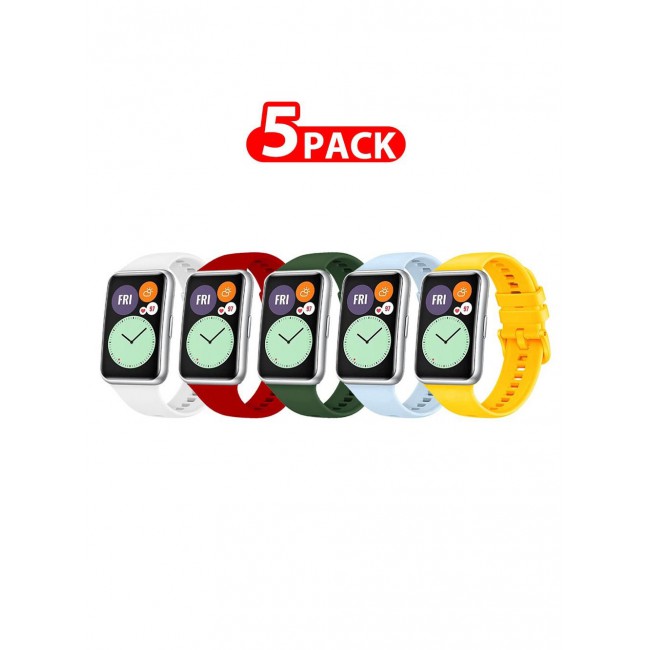 CATANES 5 Pack For Huawei Watch Fit 2 Silicone Bracelet Replacement Strap Multicolour 4(Only Compatible with Huawei Watch Fit 2)