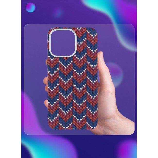 CATANES Ultra-Slim Woven Pattern Case Cover for iPhone 14 Pro Max Lightweight Protective Back Case - Red Blue