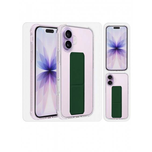 CATANES 2 Packs Finger Grip Clear Case Cover for iPhone 17- Kickstand Car Magnetic Holder Multi-function Protective Two-in-one Case with 3D Screen Protector - Dark Green