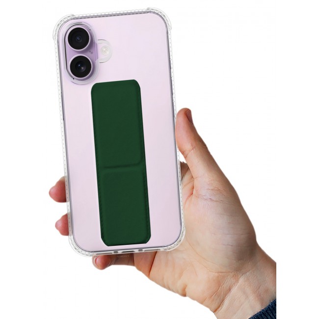 CATANES 2 Packs Finger Grip Clear Case Cover for iPhone 17- Kickstand Car Magnetic Holder Multi-function Protective Two-in-one Case with 3D Screen Protector - Dark Green