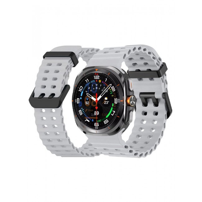 CATANES (for Samsung Galaxy Watch 7 Ultra 47mm) Silicone Band Soft Ocean Silicone Sport Strap Replacement Accessory Light Grey