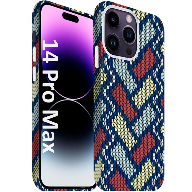 CATANES Ultra-Slim Woven Pattern Case Cover for iPhone 14 Pro Max Lightweight Protective Back Case - Multi