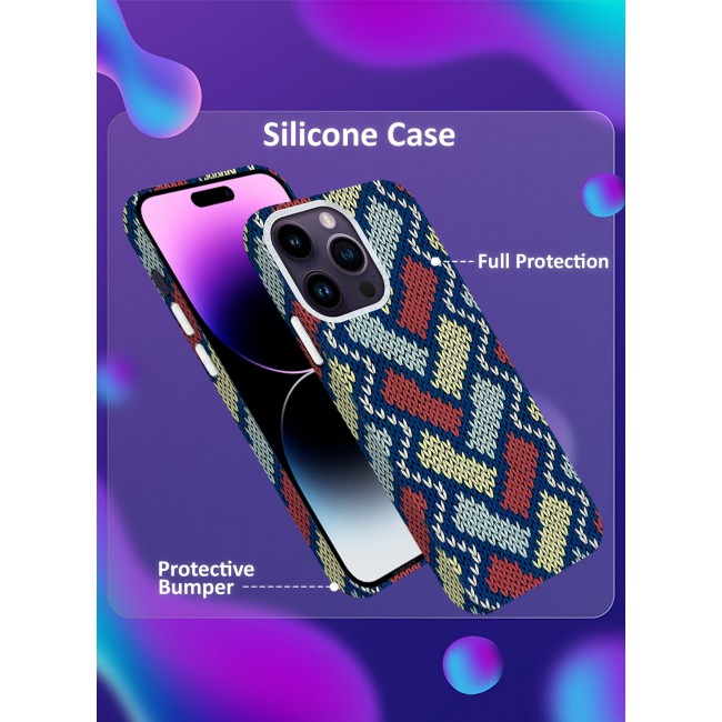 CATANES Ultra-Slim Woven Pattern Case Cover for iPhone 14 Pro Max Lightweight Protective Back Case - Multi