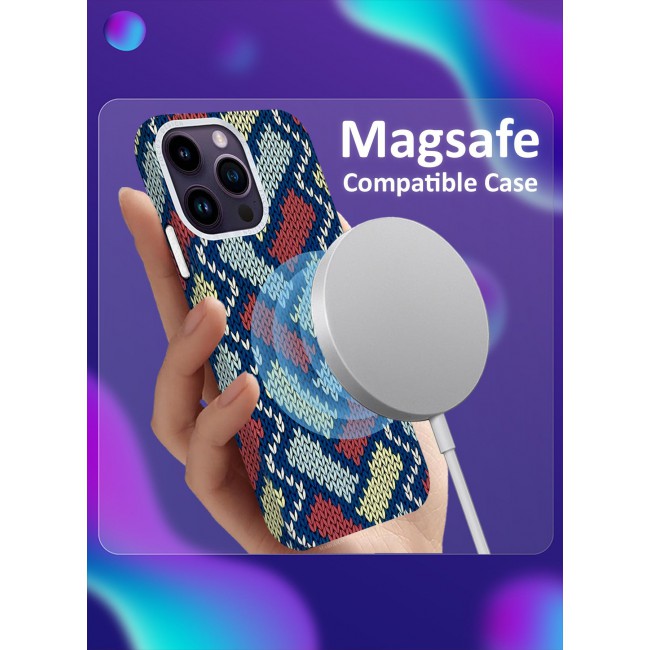 CATANES Ultra-Slim Woven Pattern Case Cover for iPhone 14 Pro Max Lightweight Protective Back Case - Multi