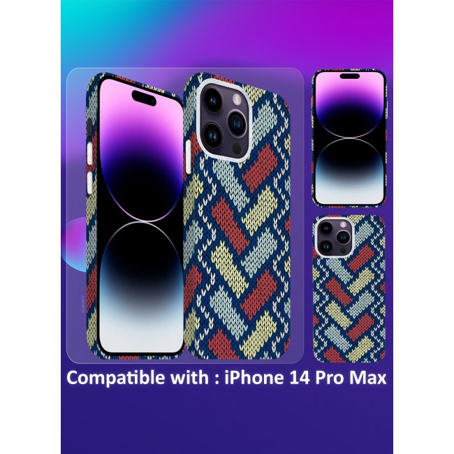 CATANES Ultra-Slim Woven Pattern Case Cover for iPhone 14 Pro Max Lightweight Protective Back Case - Multi