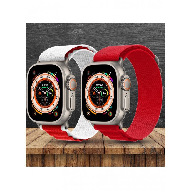 CATANES 2 Pack For Apple Watch Band 49mm 45mm 44mm 42mm Alpine Loop Band Women Men Adjustable with Metal G-Hook Strap for iWatch Ultra Series SE 8/7/6/5/4/3/2/1 Red/White