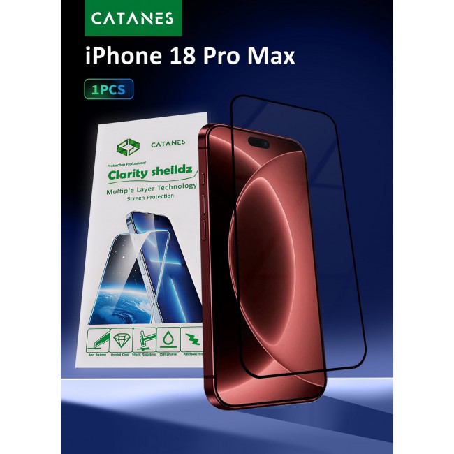 CATANES For iPhone 18 Pro Max Screen Protector Tempered Glass with 9H Hardness and HD Clarity Black Side