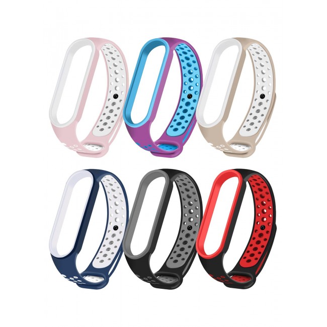 CATANES 6 Pack Xiaomi Mi Band 6 Mi Band 5 Silicone Band Adjustable Bracelets Watchband Sports Replacement Wristbands