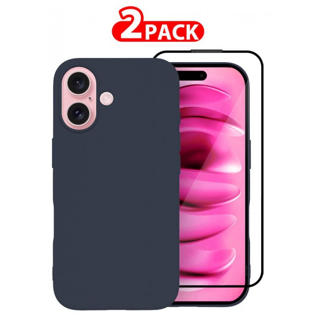 CATANES (for iPhone 16 Plus) 2 Pack Case and Screen Protector, Slim Silicone Case, Full Covered Anti Scratch Shockproof Protective Cover