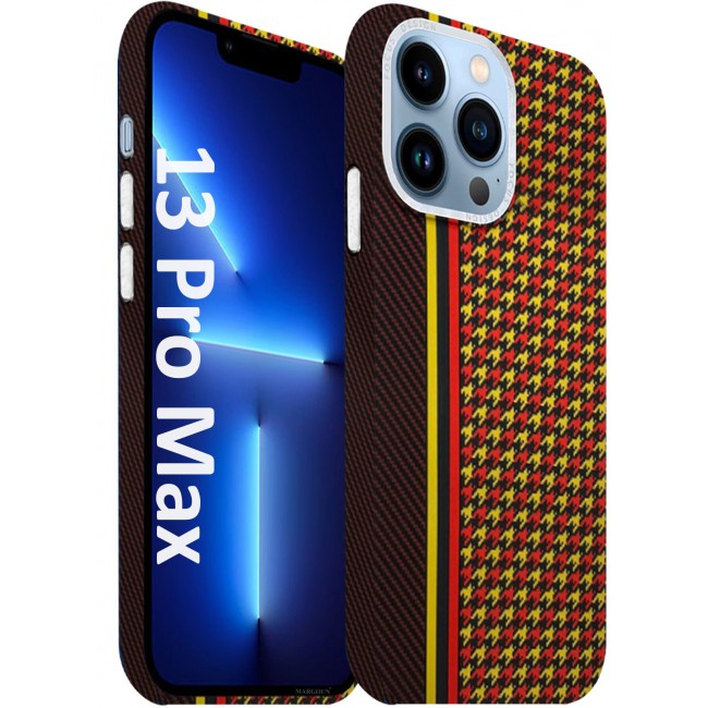 CATANES Ultra-Slim Woven Pattern Case Cover for iPhone 13 Pro Max Lightweight Protective Back Case - Racing Red