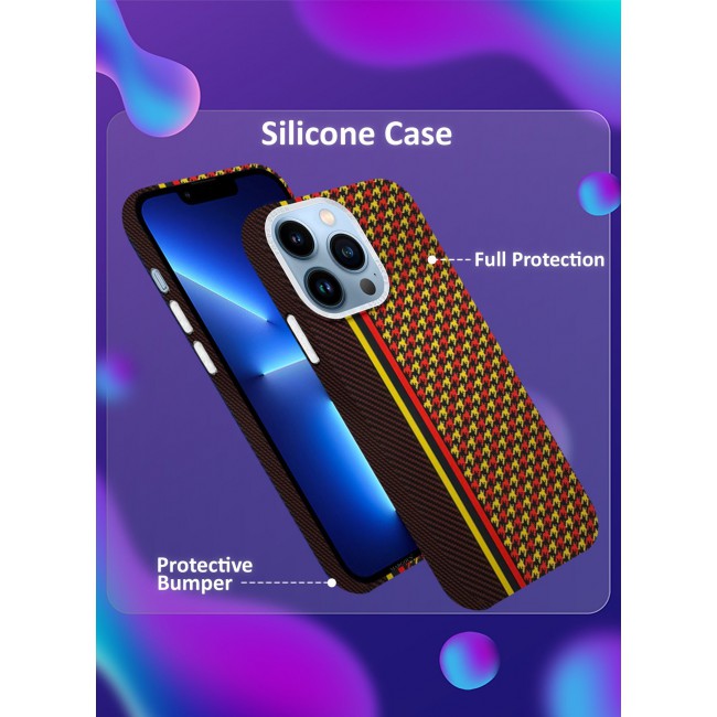 CATANES Ultra-Slim Woven Pattern Case Cover for iPhone 13 Pro Max Lightweight Protective Back Case - Racing Red