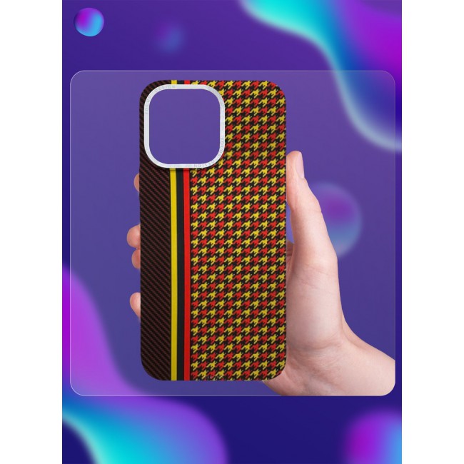 CATANES Ultra-Slim Woven Pattern Case Cover for iPhone 13 Pro Max Lightweight Protective Back Case - Racing Red