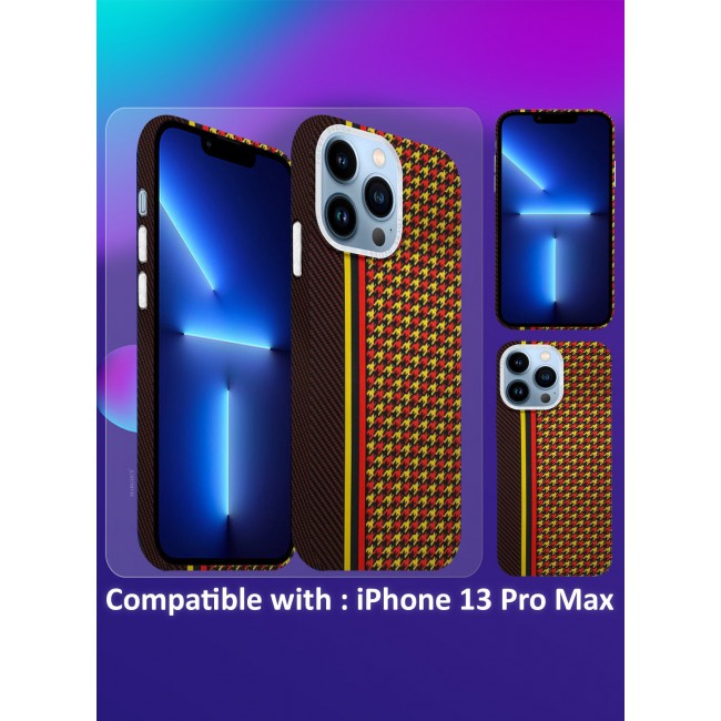 CATANES Ultra-Slim Woven Pattern Case Cover for iPhone 13 Pro Max Lightweight Protective Back Case - Racing Red