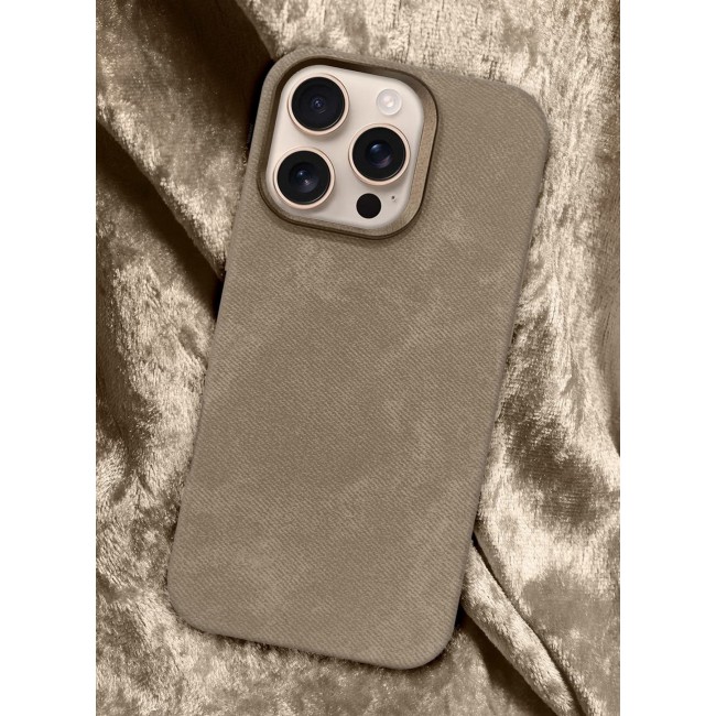 CATANES 3Packs iPhone 16 Pro Max Alcantara Case Cover Premium Quality Luxurious Soft Touch Protection with Metal Camera Frame with Two 3D Screen Protectors - Desert Titanium